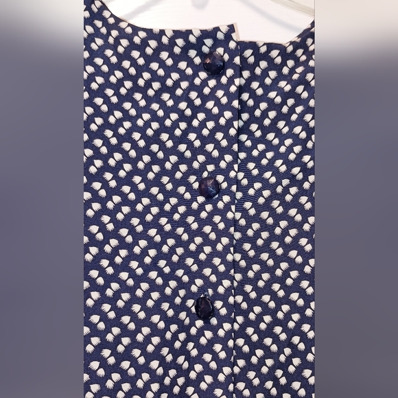 Leslie Fay Vintage Blue White Print Pleated dress size 14 - Picture 4 of 11